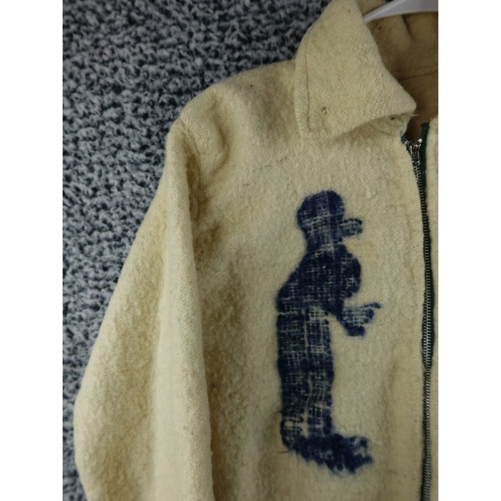 Vintage 50s Mens Medium Wool Knit Fringed Southwestern Birds Full Zip Jacket‎ - Picture 2 of 16